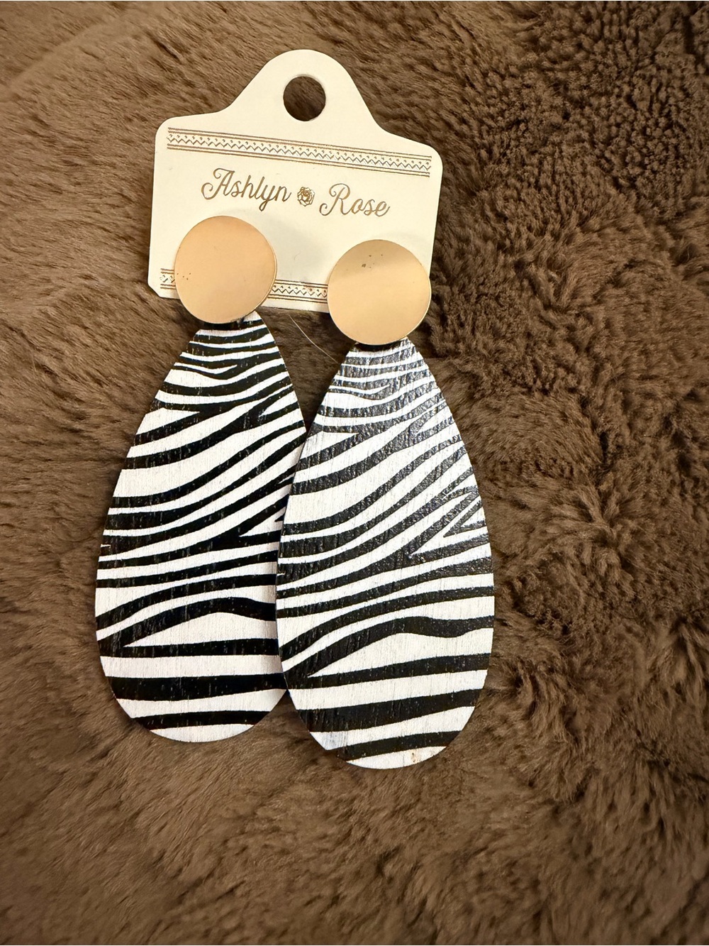 Black & White Zebra Teardrop Earrings